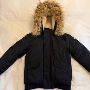 Appaman Black Puffer Jacket with Faux Fur Hood